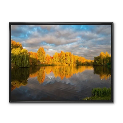 Designart - Autumn Sunset Reflection On Lake In The Park