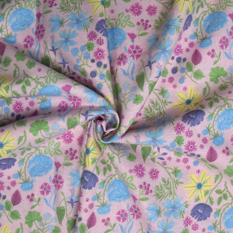 Feldman Pink Flowers Cotton Flannel