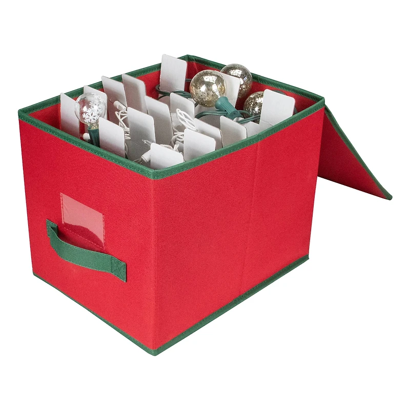 13" Red Christmas Ornament Storage Box