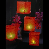 LED Flickering Garden Lantern Candles & Pink Orchids Canvas Wall Art