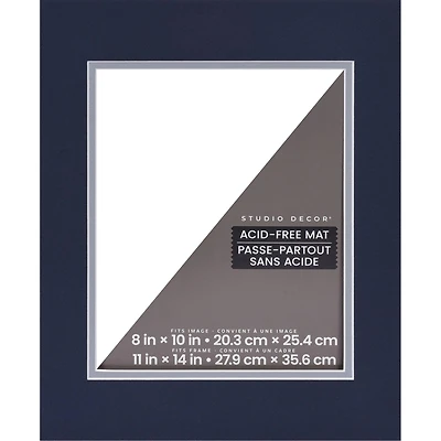 11" x 14" Dark Blue & Gray Double Mat, 8" x 10" Opening Size by Studio Décor®