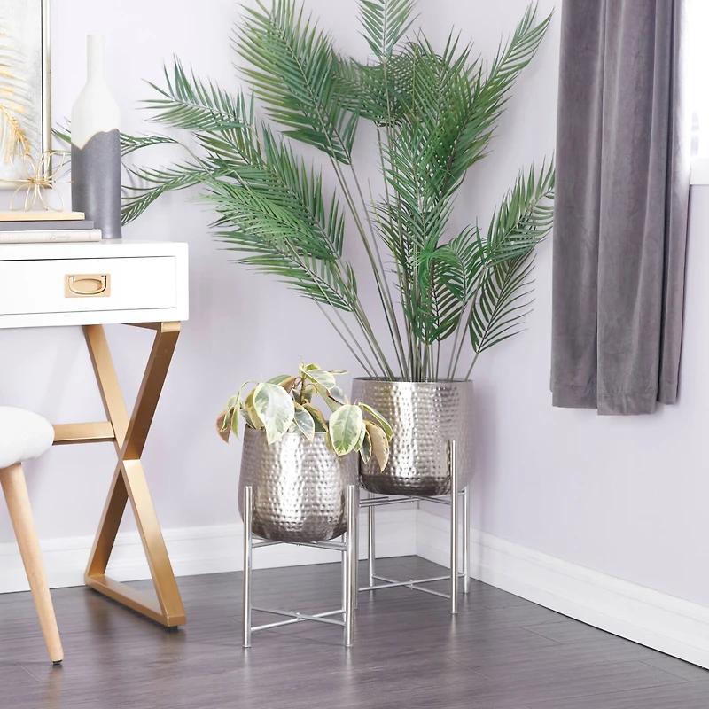 Silver Transitional Planter, Set of 2" 19", 16"