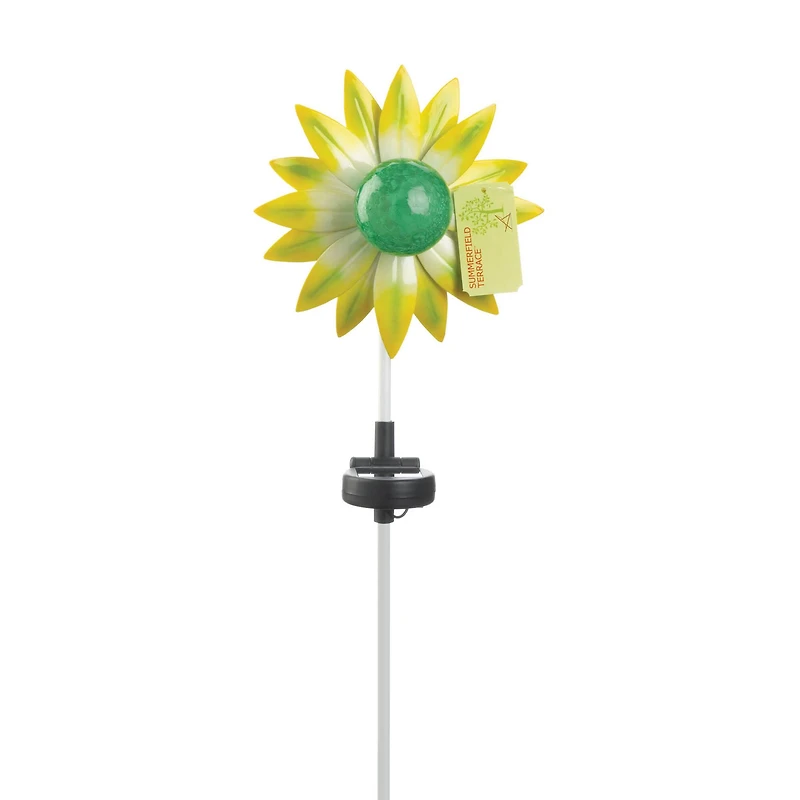 21.5" Green and Yellow Flower Solar Stake