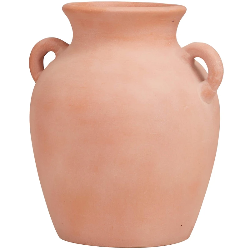 11" Orange Ceramic Terra Cotta Jug Vase with Handles