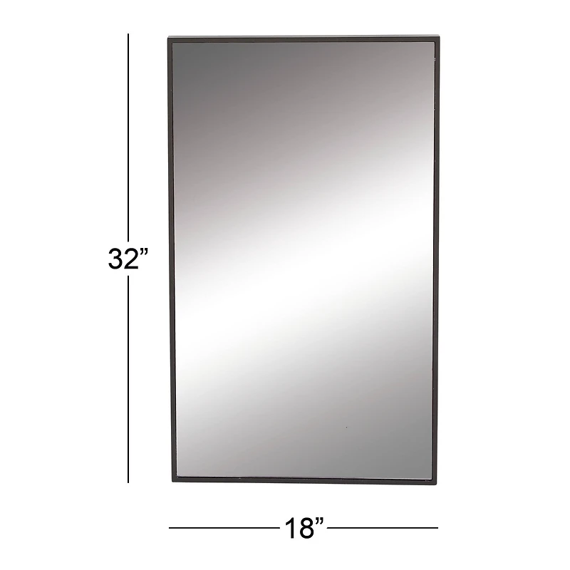 32" Black Contemporary Wood Wall Mirror