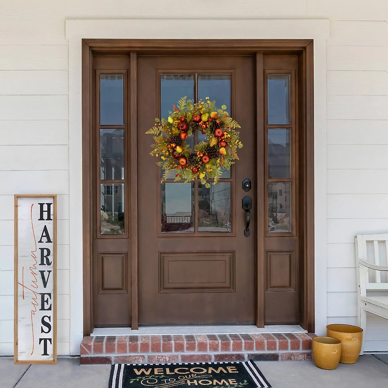 26" Apples, Pears & Pinecones Fall Harvest Wreath
