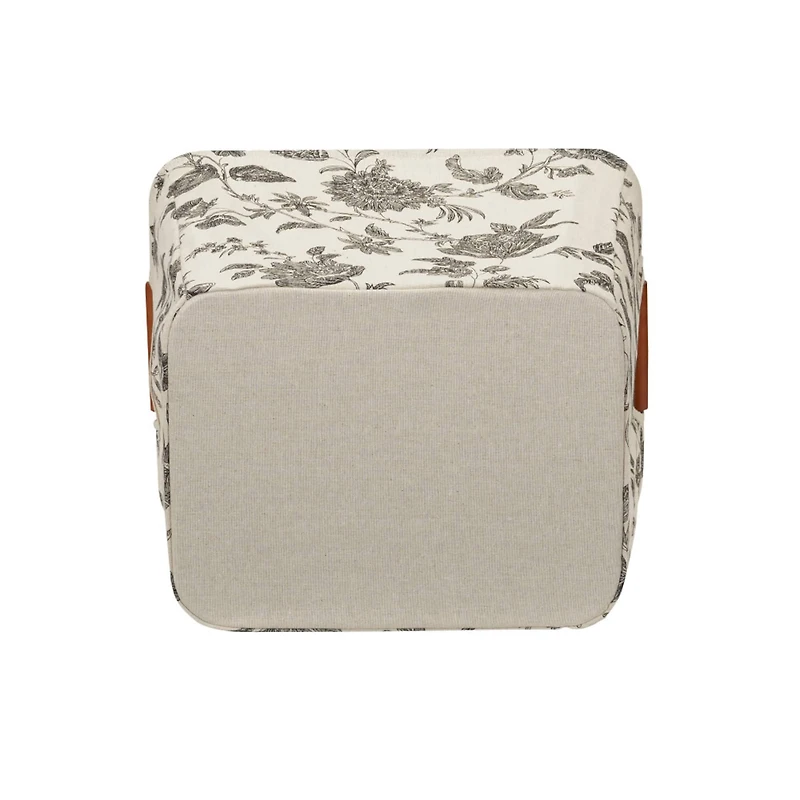 Household Essentials Storage Bin with Wood Handles (Medium, Floral)