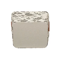 Household Essentials Storage Bin with Wood Handles (Medium, Floral)