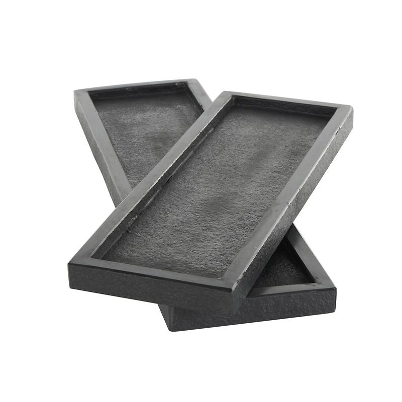 Black Textured Marble Tray Set