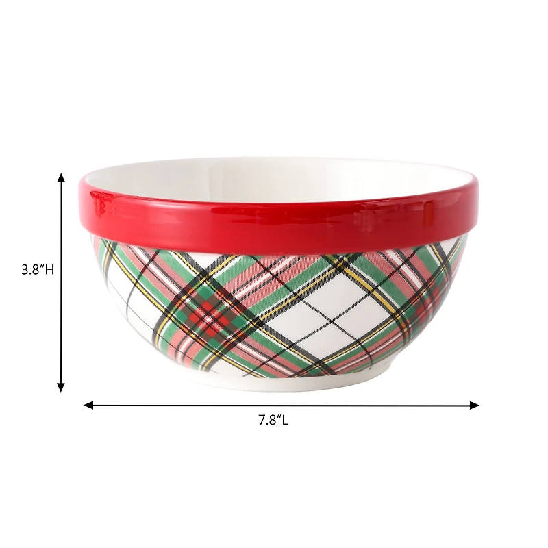 8" Green & Red Plaid Ceramic Bowl by Ashland®