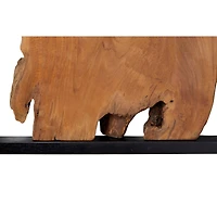 Set of 4 Brown Teak Wood Rustic Abstract Wall Decor, 18" x 18"