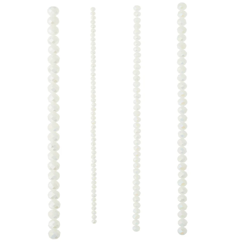 12 Pack: White Faceted Glass Rondelle Beads by Bead Landing™