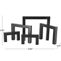 13" Black Metal Geometric Abstract Square Arched Sculpture
