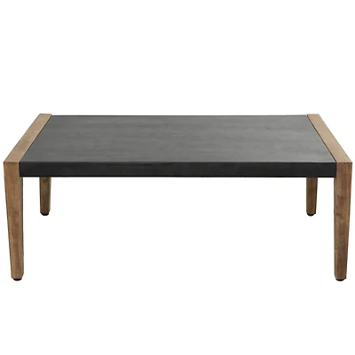 44" Dark Gray Wood Outdoor Coffee Table With Wood Legs