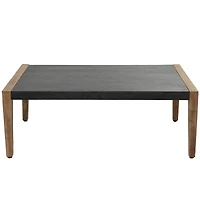 44" Dark Gray Wood Outdoor Coffee Table With Wood Legs