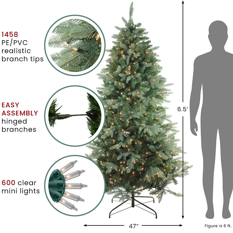 6.5ft. Pre-Lit Real Touch™️ Washington Frasier Fir Artificial Christmas Tree, Clear Lights