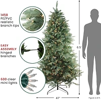 6.5ft. Pre-Lit Real Touch™️ Washington Frasier Fir Artificial Christmas Tree, Clear Lights