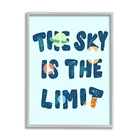 Stupell Industries Sky Is the Limit Quote Space Planet Typography in Gray Frame Wall Art