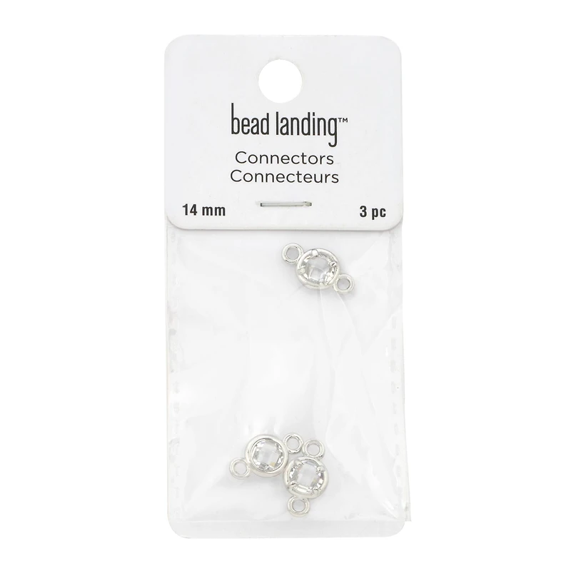 14mm Rhodium Circle Connectors, 3ct. by Bead Landing™