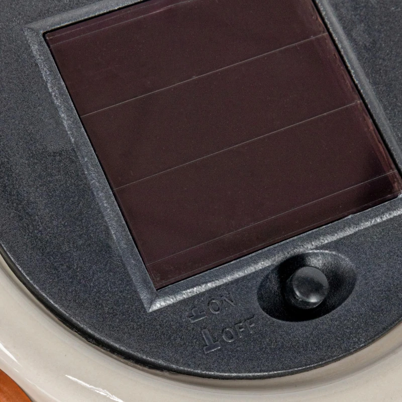 Hello Honey® 8" White & Brown Stoneware Rechargeable LED Solar Powered Waterproof Lantern