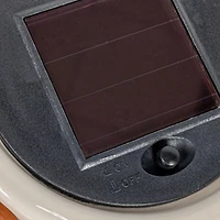 Hello Honey® 8" White & Brown Stoneware Rechargeable LED Solar Powered Waterproof Lantern