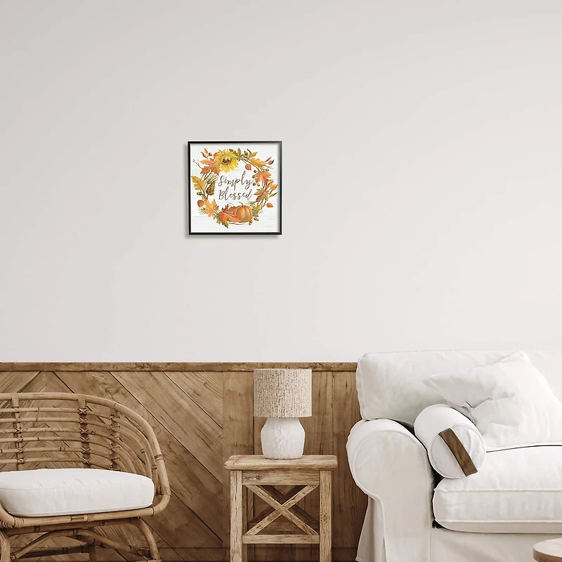 Stupell Industries Simply Blessed Autumn Wreath Framed Giclee Art