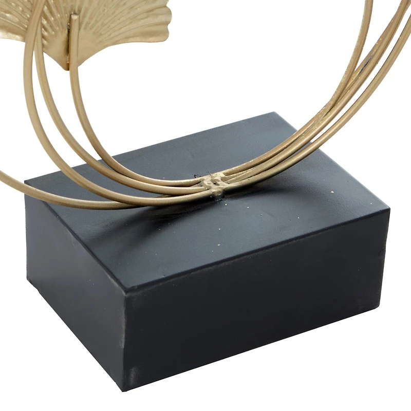 22" Gold Metal Modern Nature Sculpture