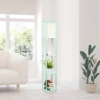 Lalia Home 5ft. Column Shelf Floor Lamp with Linen Shade