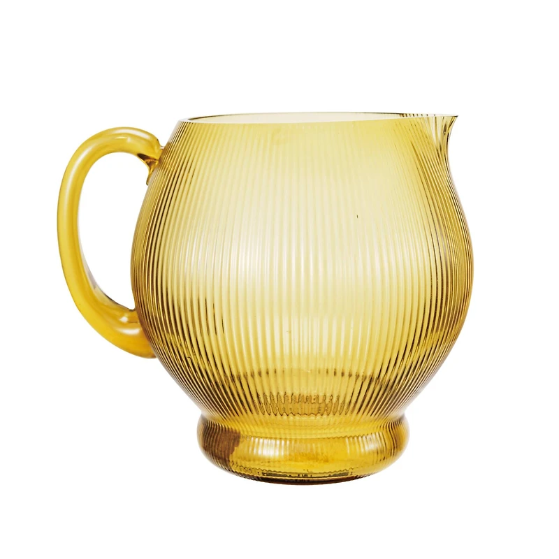 Hello Honey® 2.5qt. Amber Round Ribbed Glass Pitcher