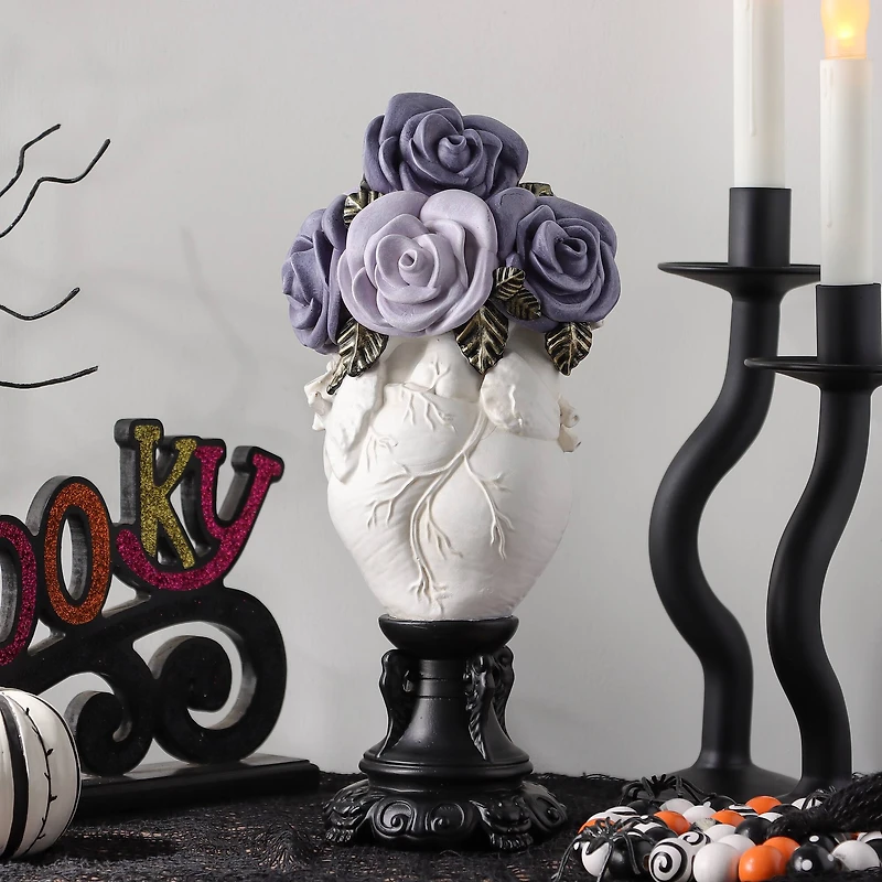 11" Purple Roses in Heart Tabletop Accent by Ashland®