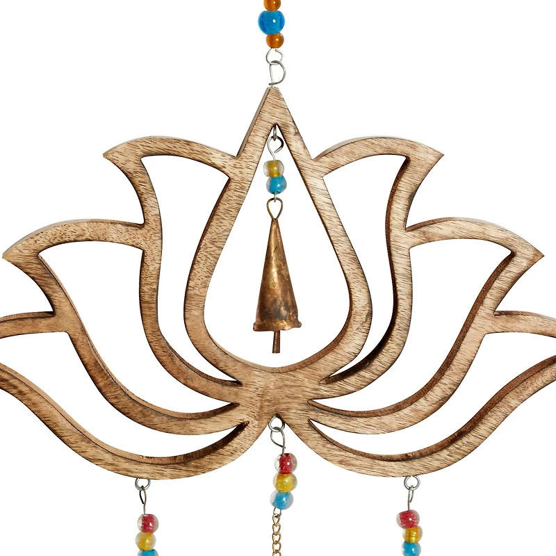 Gold Mango Wood Eclectic Style Windchime, 15" x 30"