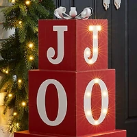 Glitzhome® 32" Lighted Wooden Block JOY Porch Sign
