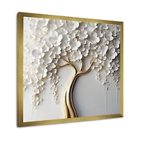 Designart "White Orchid Tree Garden Of Branches Vii" Tree Floral Framed Wall Art For Living Room
