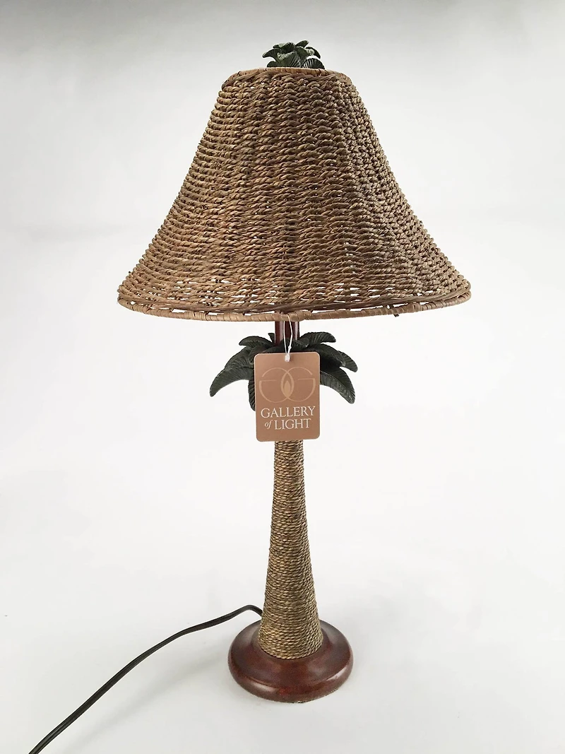 25.5" Palm Tree Rattan Lamp
