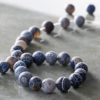 Black Crackled Agate Round Beads, 8mm by Bead Landing™