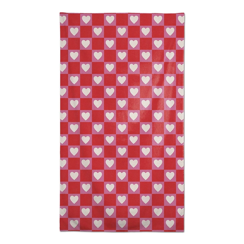 Heart Checkered Board Pattern 58" x 102" Tablecloth
