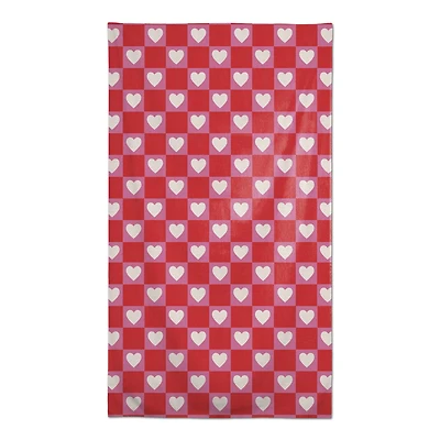 Heart Checkered Board Pattern 58" x 102" Tablecloth