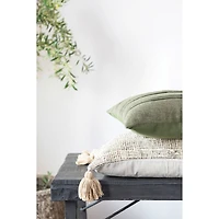 Hello Honey® Chambray Back Woven Cotton Blend Lumbar Pillow with Tassels