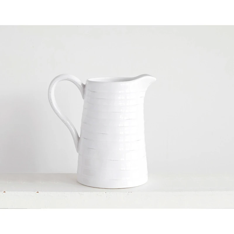Hello Honey® 8.5" White Ceramic Pitcher