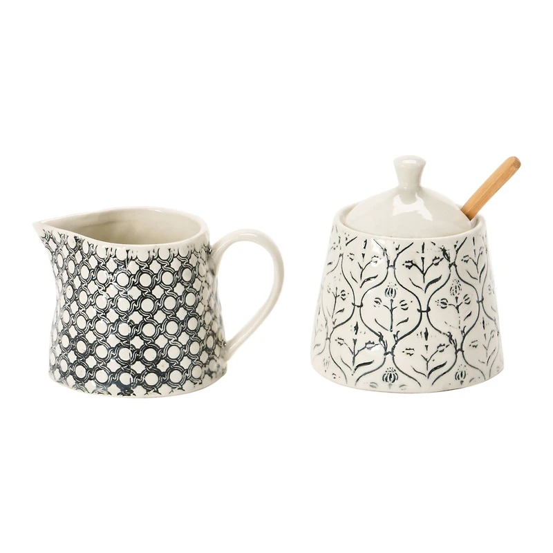 Hello Honey® Black Cream & Sugar Stoneware Jar Set