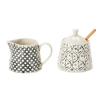 Hello Honey® Black Cream & Sugar Stoneware Jar Set