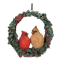 4ct. Cardinal Bird Couple Wreath Ornament