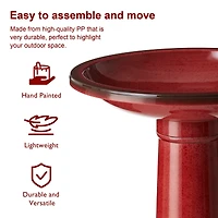 Glitzhome® 21.5" Faux Ceramic Tall Pedestal Birdbath