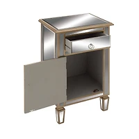Beige Mirror Glam Cabinet, 30" x 19" x 15"