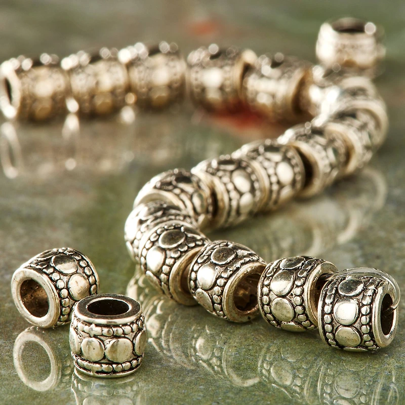 Sterling Silver Plated Tube Beads, 7mm by Bead Landing™