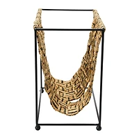 Hello Honey® Natural & Black Decorative Woven Jute & Metal Magazine Holder