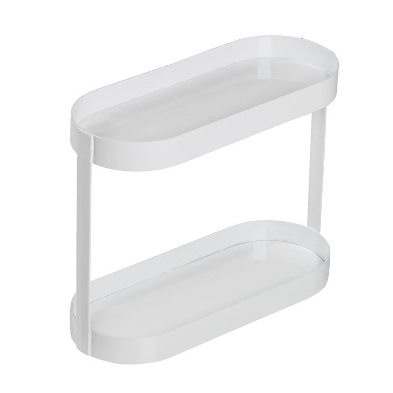 Honey Can Do White 2-Tier Metal Bathroom Counter Organizer Shelf