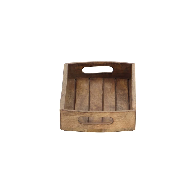 Light Brown Mango Wood Rustic Tray Set