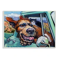 Stupell Industries Cat and Dog in Truck Window Wild Ride Wall Plaque