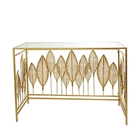 Gold Metal Contemporary Console Table, 30" x 44" x 16"